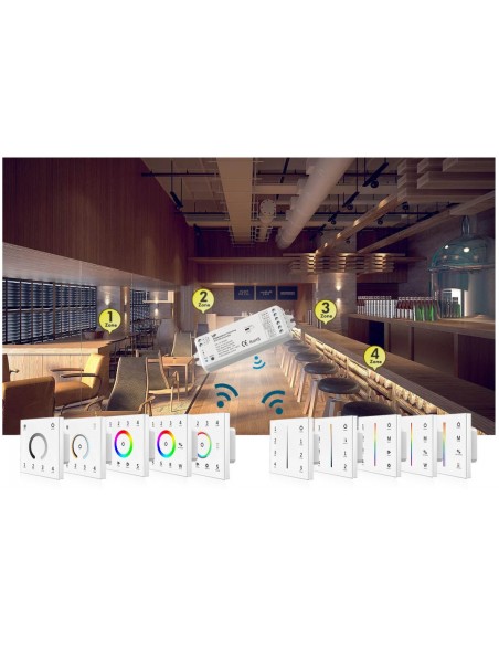PREMIUM Multi zone CCT RF Wall touch switch for LED Light Strips - DMX512 and RF 2.4GHz V1