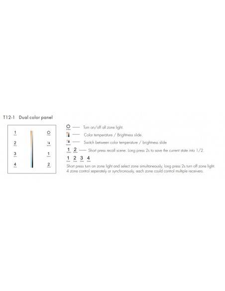 PREMIUM Multi zone CCT RF Wall touch switch for LED Light Strips - DMX512 and RF 2.4GHz V1