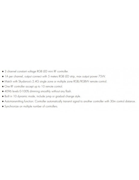 Mini RGB RF remote controlled LED dimmer (controller) V3-W