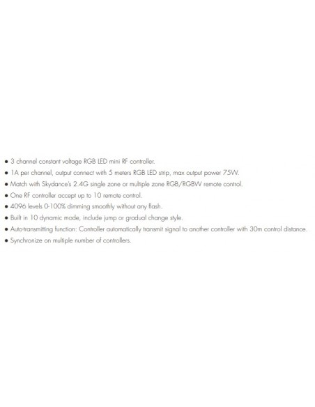 Mini RGB RF remote controlled LED dimmer (controller) V3-W