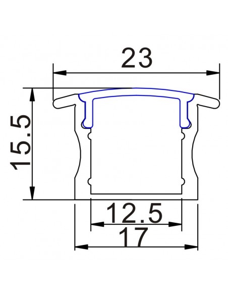 ALP-003 LED Aluminium profile - High with flange - 2 metres - LedExpert Ireland
