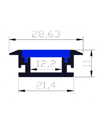 Heavy duty Tile/Floor LED Aluminium profile - with diffuser - 2 m - with Flange