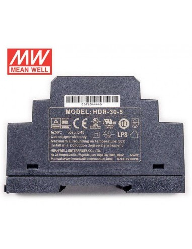 MEAN WELL HDR-30-5 DIN RAIL POWER SUPPLY