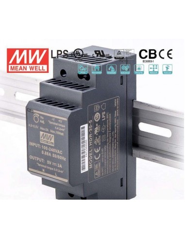 MEAN WELL HDR-30-5 DIN RAIL POWER SUPPLY