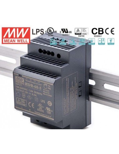 MEAN WELL HDR-60-5 DIN RAIL POWER SUPPLY