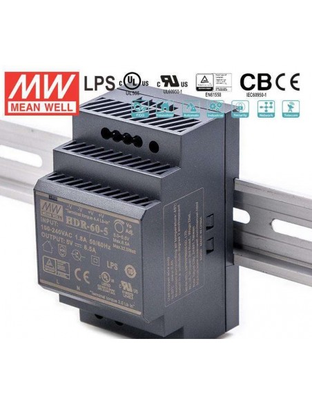 MEAN WELL HDR-60-5 DIN RAIL POWER SUPPLY