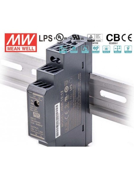 MEANWELL HDR-15-12 DIN RAIL POWER SUPPLY