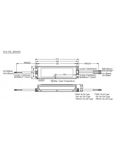 ELG-150 DIMENSIONS LED DRIVER