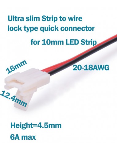 LED Strip to wire 6A lock type quick connector ultra slim 10mm