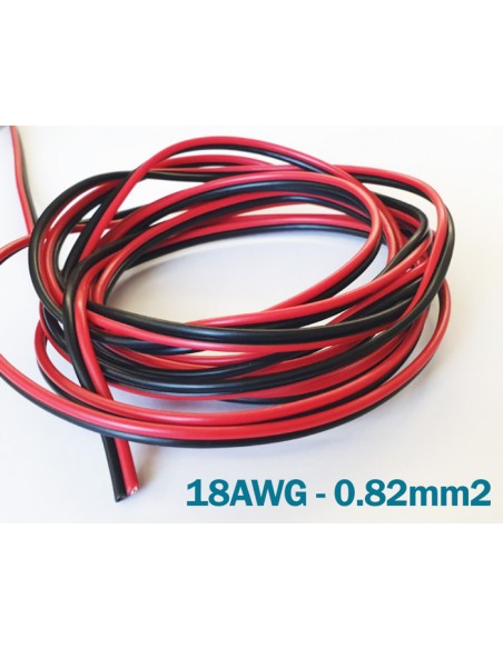 18 AWG 2 x 0.75mm2 red/black copper wire - cable for led strip