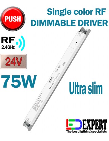 Ultra slim 0-10V & RF Dimmable LED Driver 24V 75W