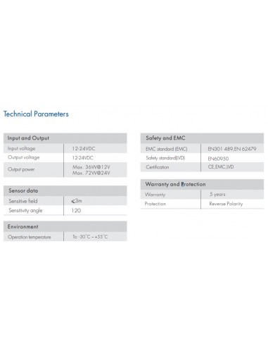 E1R PIR Motion Sensor Switch specification