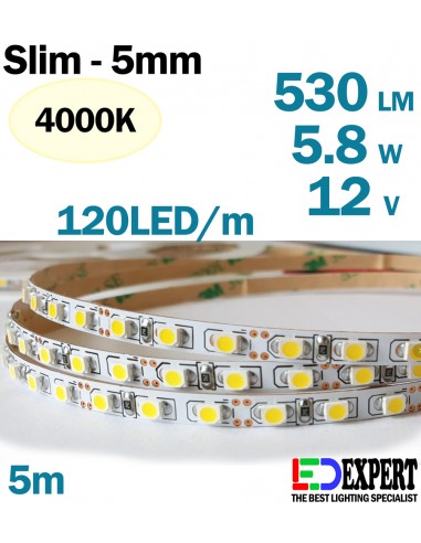 Super slim 5mm LED strip 120 per meter Natural White