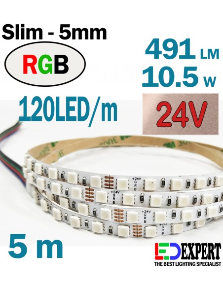 5m High Density RGB - 3838 - 120LED/m , 5mm 24V LED Light strip