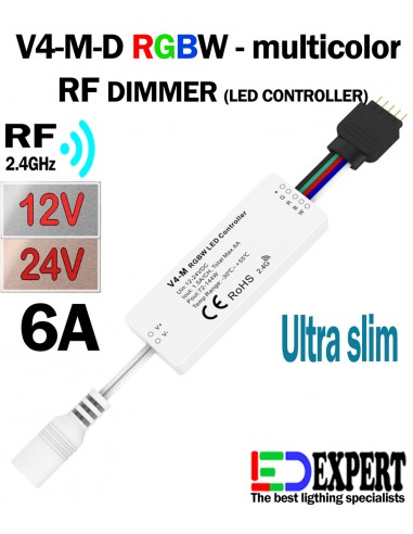 RGBW RF MINI SLIM remote controlled dimmer V4-M-D with DC Jack power connector