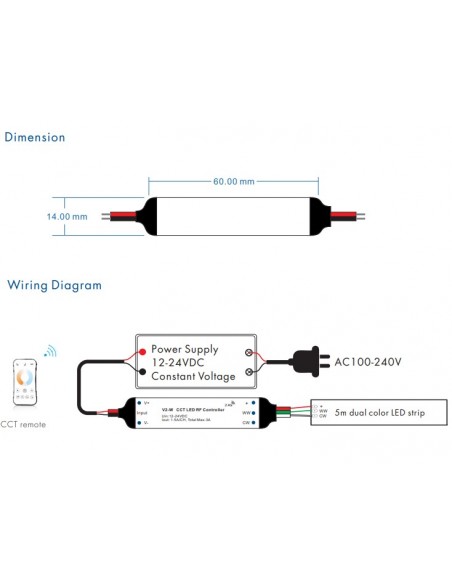 CCT mini remote controlled led dimmer connections CCT mini remote controlled led dimmer connections