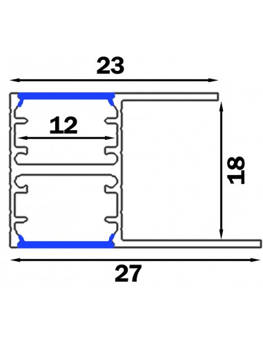 Back of shelf LED Light Profile ALP-090 Dimension