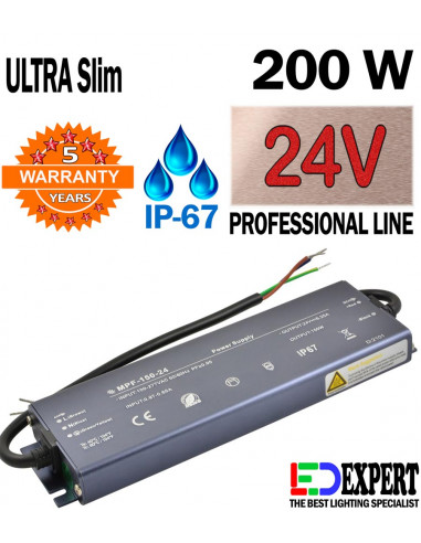 MPF 200W 24V IP67 Professional LED Driver with 5 years warranty
