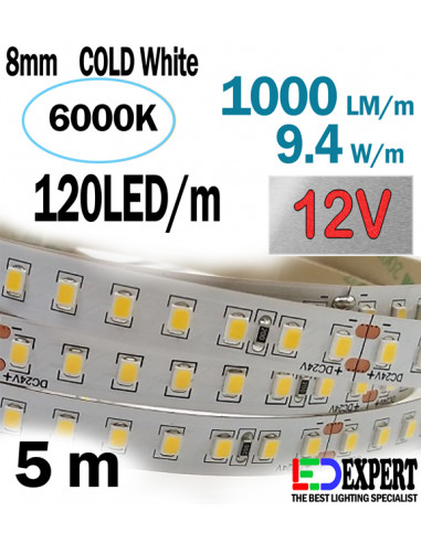 5m - High Bright - Cold White 6000K -LED Strip