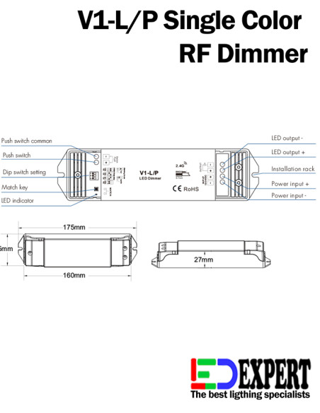 V1-L/P Dimensions V1-L/P Dimensions