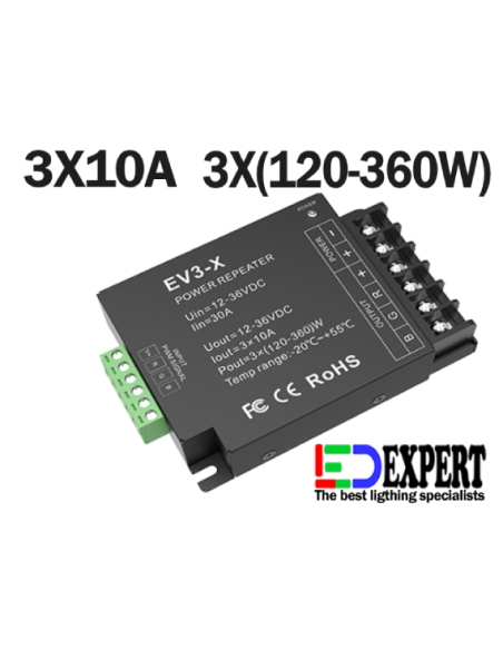 RGB POWER REPEATER 3X 10A