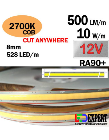 Cut anywhere cob strip 2700K