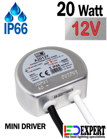 A2012Y - 12V - 20W MINI WATERPROOF LED DRIVER POWER SUPPLY - IP66 A2012Y - 12V - 20W MINI WATERPROOF LED DRIVER POWER SUPPLY - IP66