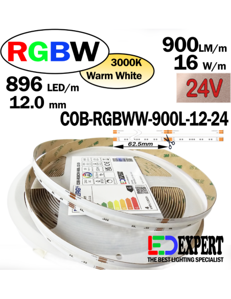 COB RGBWW 3000K 24V 900LM