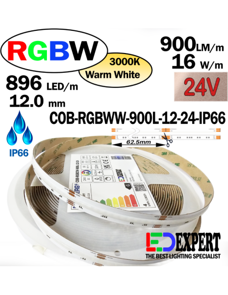 COB RGBWW 3000K 24V 900LM IP66