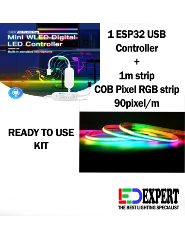 WLED ESP32 COB RGB LED STRIP KIT 1M