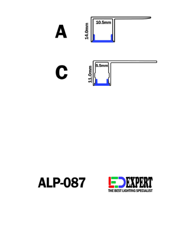 LED IN TILE - 1.0m Tile Edge LED Aluminium bead - Alp-087-A