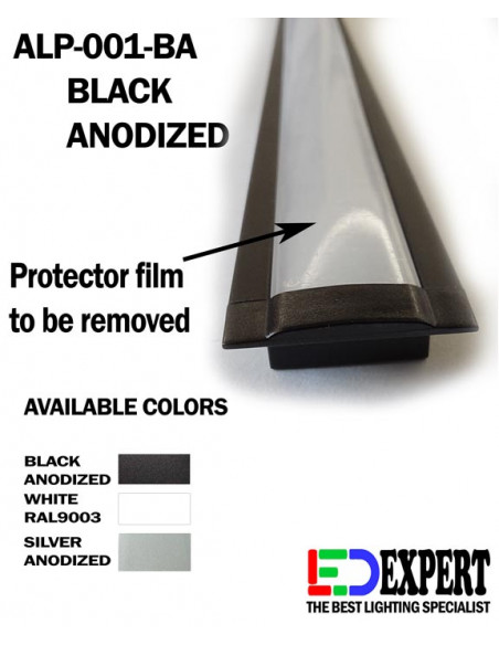 alp-001 black anodized profile with flange