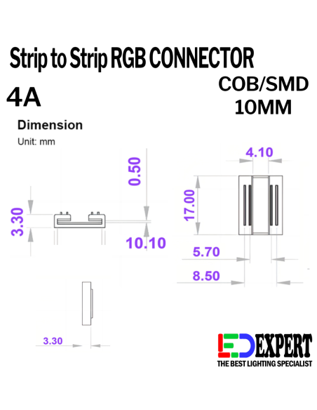 RGB STRIP TO STRIP CONNECTOR SIZE