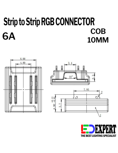 6A Strip to Strip connector for 10mm RGB COB strip