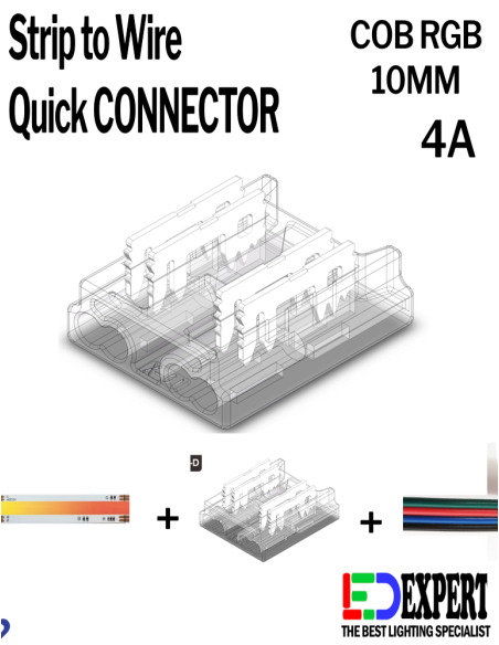 rgb strip to wire cob conn 10mm