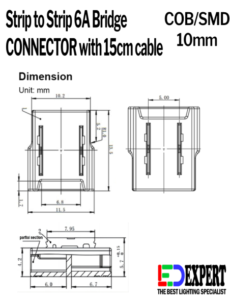8mm Strip to Strip Bridge LED connector size