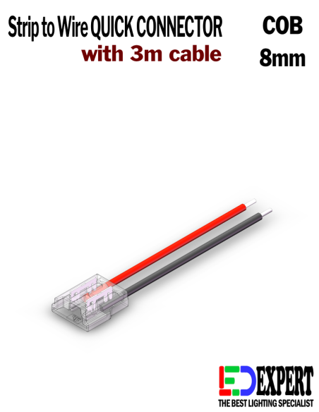 Quick strip to power cob led connector 8mm 6A 3m