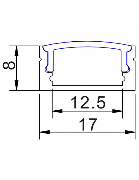 ALP-002 - WHITE - Low LED Aluminium profile - no flange - 1m