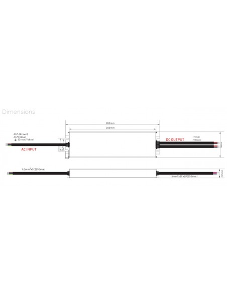 MPF 350W 12V IP67 Professional LED Driver dimensions