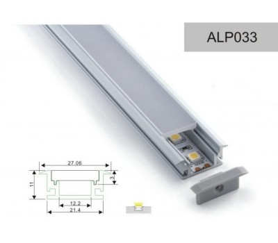 Heavy duty Tile/Floor LED Aluminium profile - with diffuser - 2 m - with Flange