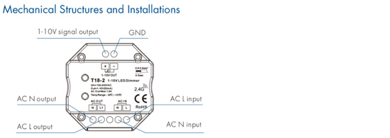 T18-2 0-10V 1-10V Rotary Wall switch connections